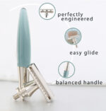 double edge razor with head on the side showing technology used