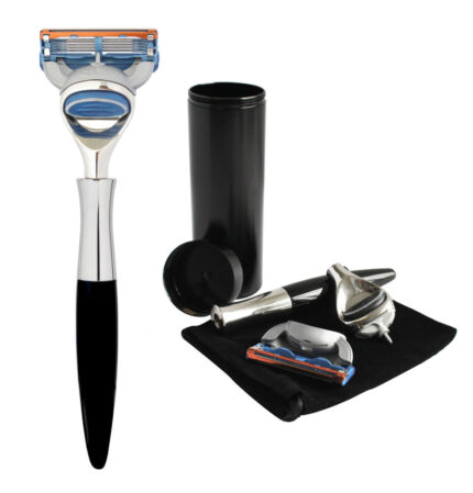 eshave 5 blade travel razor black with canister