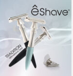 photo showing 3 double edge eshave razors crossed over with the comment tradition with a twist