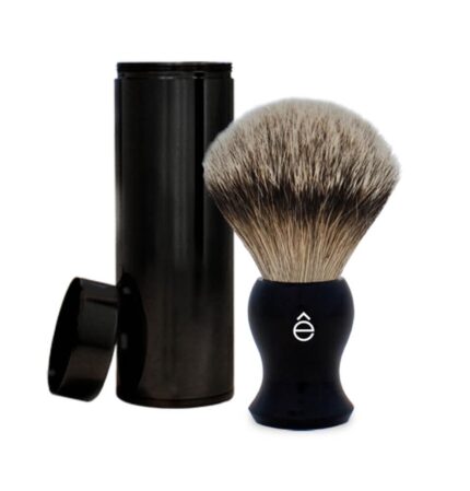 Silvertip black Travel Shaving Brush with black canister