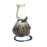 White Fine Badger Shaving Brush with Stand